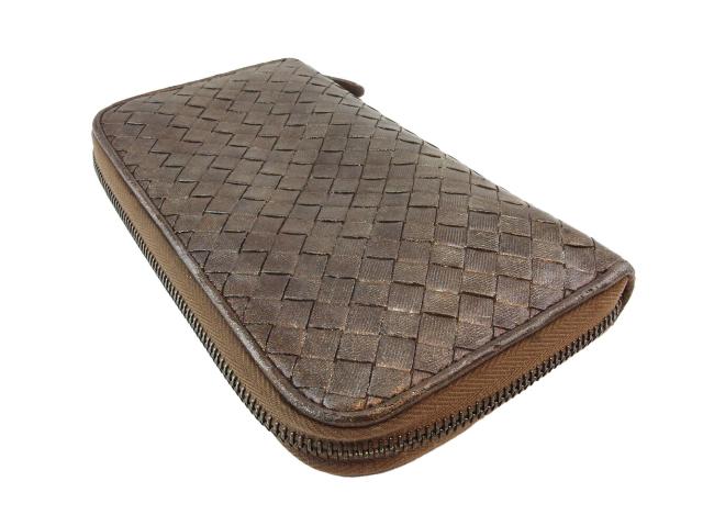 ボッテガヴェネタ BOTTEGAVENETA 長財布イントレチャート ブラウン ゴールド レディース 中古_2
