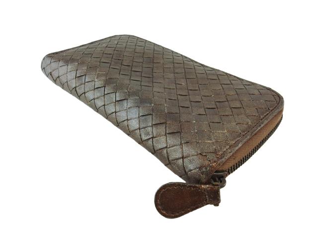 ボッテガヴェネタ BOTTEGAVENETA 長財布イントレチャート ブラウン ゴールド レディース 中古_3