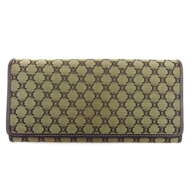 【X'masセール★30%OFF】セリーヌ CELINE 長財布マカダム ベージュ ブラウン ゴールド レディース 中古