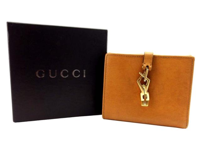 グッチ GUCCI 二つ折り財布ジャッキー ライトブラウン ゴールド