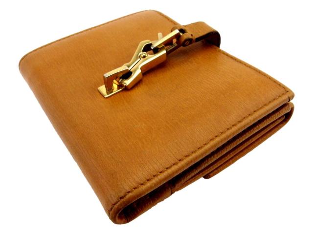 グッチ GUCCI 二つ折り財布ジャッキー ライトブラウン ゴールド