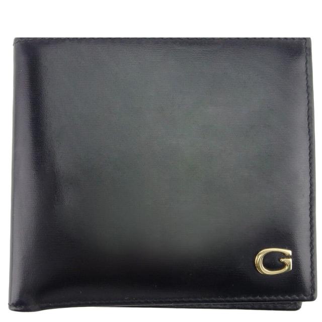 【X'masセール★30%OFF】グッチ GUCCI 札入れGマーク ブラック ゴールド レディース 中古