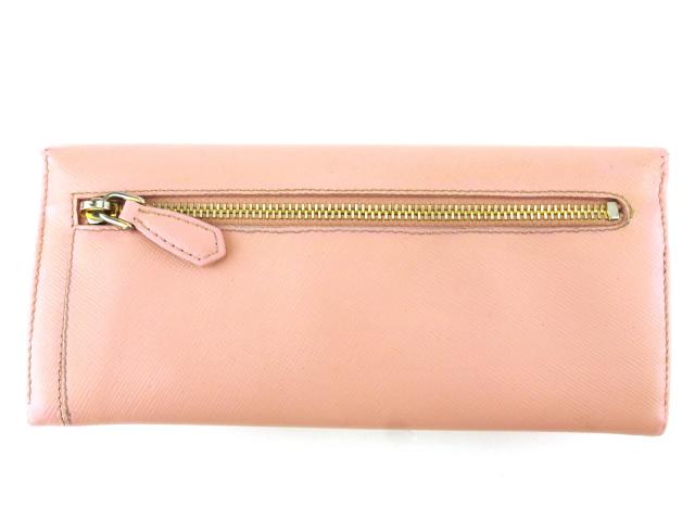 【週末タイムSALE★30%OFF】プラダ PRADA 長財布リボン フィオッコ ピンク ゴールド レディース 中古