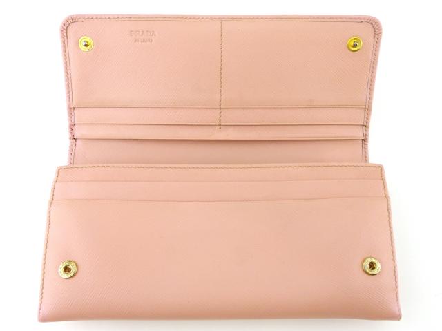 【週末タイムSALE★30%OFF】プラダ PRADA 長財布リボン フィオッコ ピンク ゴールド レディース 中古