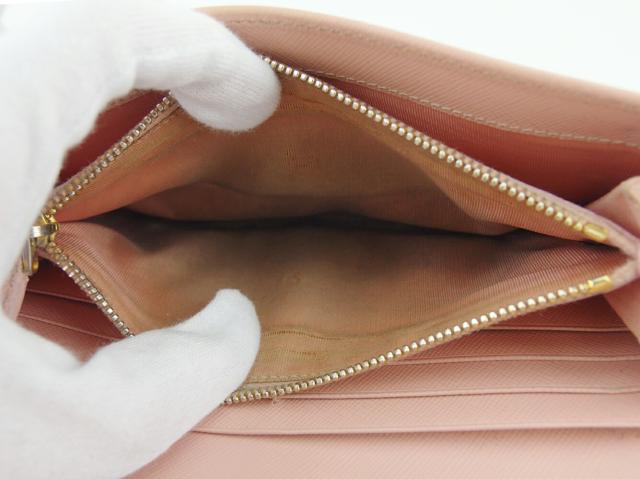 【週末タイムSALE★30%OFF】プラダ PRADA 長財布リボン フィオッコ ピンク ゴールド レディース 中古