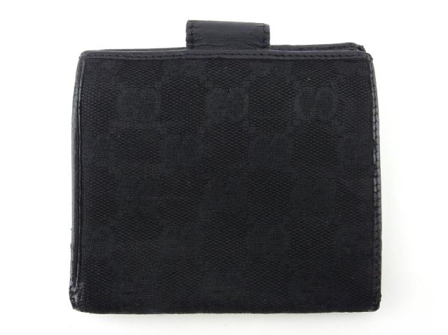 【30％OFF★週末タイムセール】グッチ GUCCI 二つ折り財布GGキャンバス ブラック シルバー レディース 中古_1
