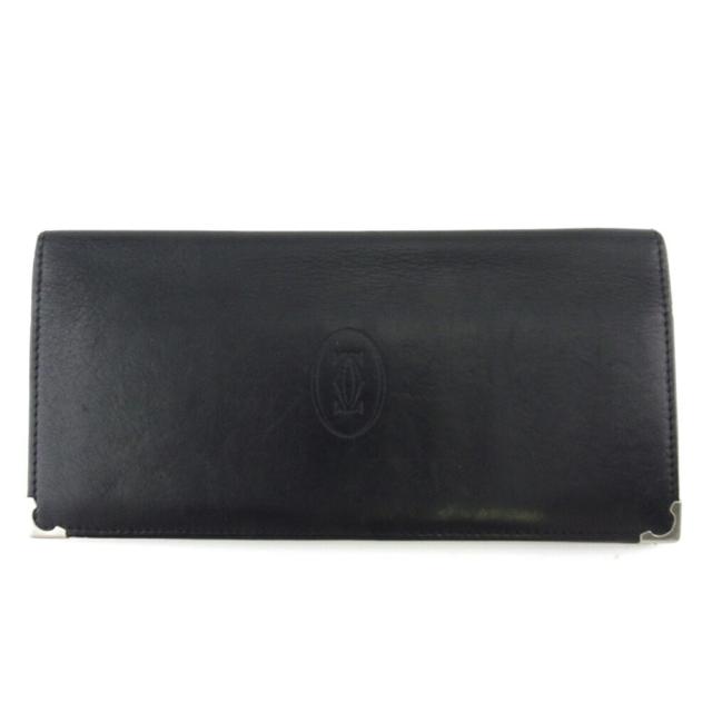 【BIGお買い物ラリー★30%OFFセール中】カルティエ CARTIER 札入れカボション ブラック シルバー ボルドー レディース 中古