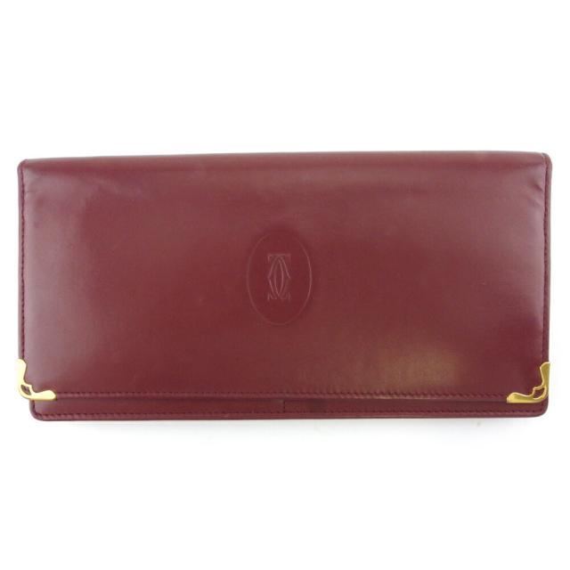 【BIGお買い物ラリー★30%OFFセール中】カルティエ CARTIER 長財布マストライン ボルドー ゴールド レディース 中古