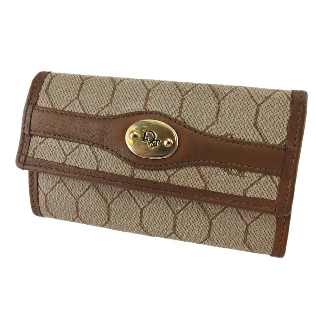 【BIGお買い物ラリー★30%OFFセール中】ディオール Dior キーケースハニカム オールドディオール ベージュ ブラウン ゴールド レディース 中古