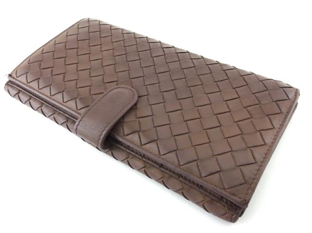 【GWタイムセール】ボッテガヴェネタ BOTTEGAVENETA 長財布イントレチャート グレー 灰色 ブラウン レディース 中古_2
