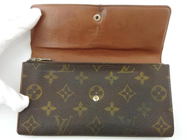 【30％OFF★週末タイムSALE】ルイ・ヴィトン LOUIS VUITTON 長財布モノグラム ポシェットポルトモネクレディ ブラウン ベージュ レディース 中古_4