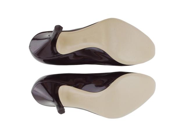【30％OFF★週末タイムセール】サルヴァトーレフェラガモ Salvatore Ferragamo パンプスロゴプレート ♯6ハーフC ハイヒール パープル ブラウン ゴールド レディース 中古_5