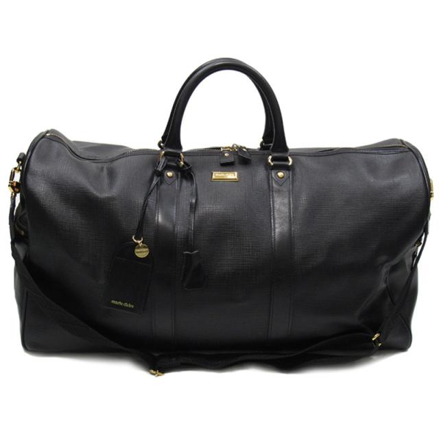 【BIGお買い物ラリー★30%OFFセール中】マリクレール mariclaire ボストンバッグロゴプレート 2WAYショルダー ブラック ゴールド レディース 中古