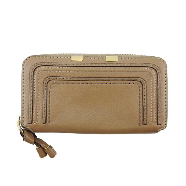 【BIGお買い物ラリー★30%OFFセール中】クロエ Chloe 長財布マーシー ブラウン ゴールド レディース 中古