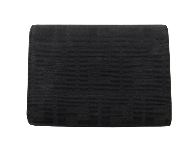 フェンディ FENDI 三つ折り財布ズッカ FFプレート グレー 灰色 ブラック レディース 中古_1