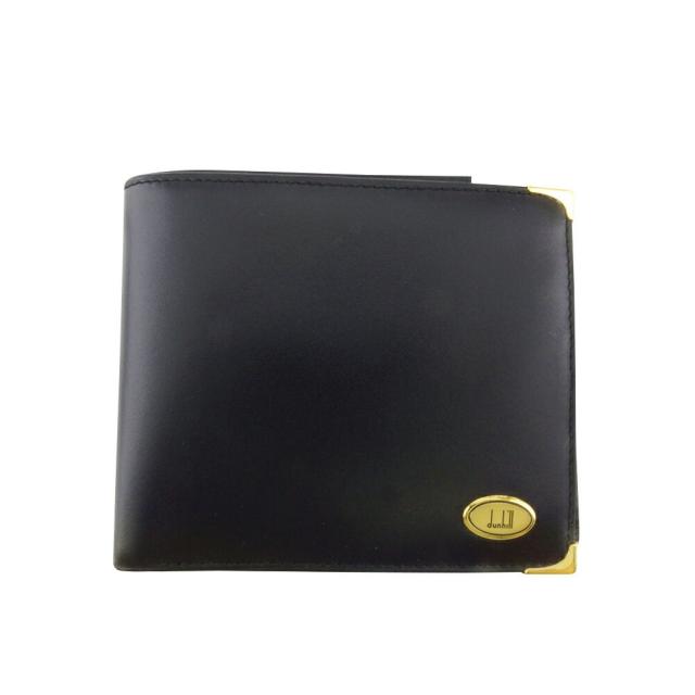 【X'masセール★30%OFF】ダンヒル Dunhill 札入れオックスフォード ロゴプレート ブラック ゴールド レディース 中古