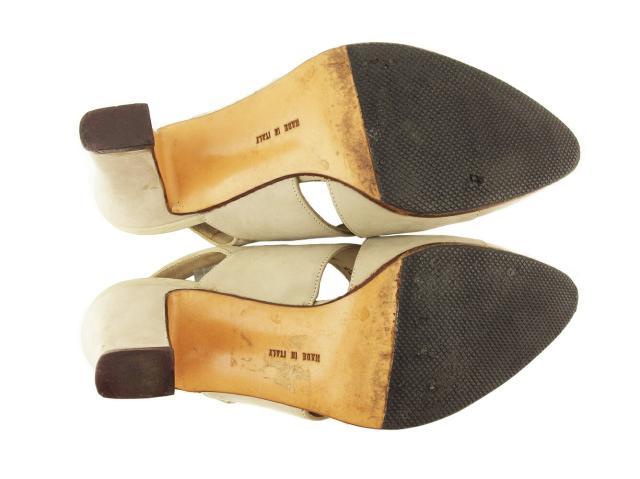 【BIGお買い物ラリー★30%OFFセール中】サルヴァトーレフェラガモ Salvatore Ferragamo パンプスクロスデザイン ♯5ハーフC スリングバック ベージュ グレー 灰色 レディース 中古 BIGお買い物ラリー☆30%OFFセール中】サルヴァトーレフェラガモ