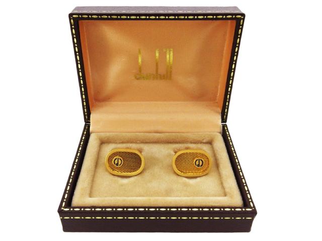 【30％OFF★週末タイムセール】ダンヒル Dunhill カフスdマーク スウィヴル式 ゴールド ブラック レディース 中古_1