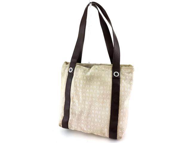 ブルガリ BVLGARI トートバッグロゴマニア コローレ ベージュ ブラウン