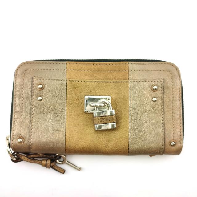 【BIGお買い物ラリー★30%OFFセール中】クロエ Chloe 長財布パディントン ゴールド シルバー レディース 中古
