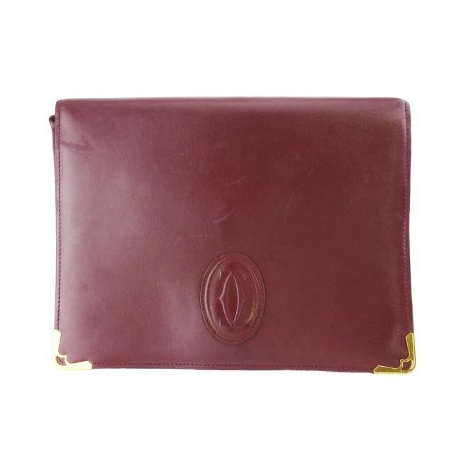 【BIGお買い物ラリー★30%OFFセール中】カルティエ CARTIER クラッチバッグマストライン ボルドー ゴールド レディース 中古