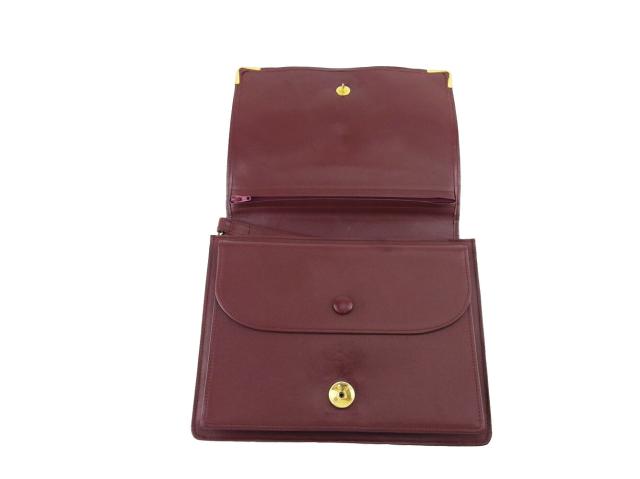 【30％OFF★土日ひと休み大売り出し】カルティエ CARTIER クラッチバッグマストライン ボルドーワイン ゴールド レディース 中古