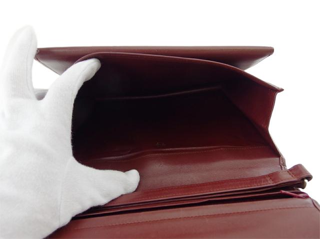 【30％OFF★土日ひと休み大売り出し】カルティエ CARTIER クラッチバッグマストライン ボルドーワイン ゴールド レディース 中古