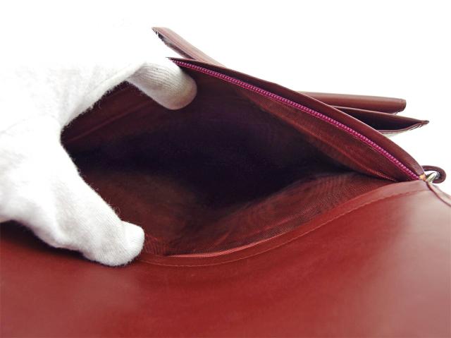 【30％OFF★土日ひと休み大売り出し】カルティエ CARTIER クラッチバッグマストライン ボルドーワイン ゴールド レディース 中古