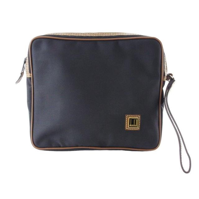 【X'masセール★30%OFF】ダンヒル Dunhill クラッチバッグロゴプレート ブラック ブラウン ゴールド レディース 中古