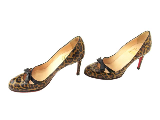 【週末セール★30％OFF】クリスチャンルブタン Christian Louboutin パンプスレオパード ヒョウ ♯35ハーフ ハイヒール ベージュ ブラック ブラウン レディース 中古_4