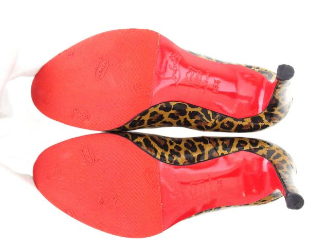 【週末セール★30％OFF】クリスチャンルブタン Christian Louboutin パンプスレオパード ヒョウ ♯35ハーフ ハイヒール ベージュ ブラック ブラウン レディース 中古_6