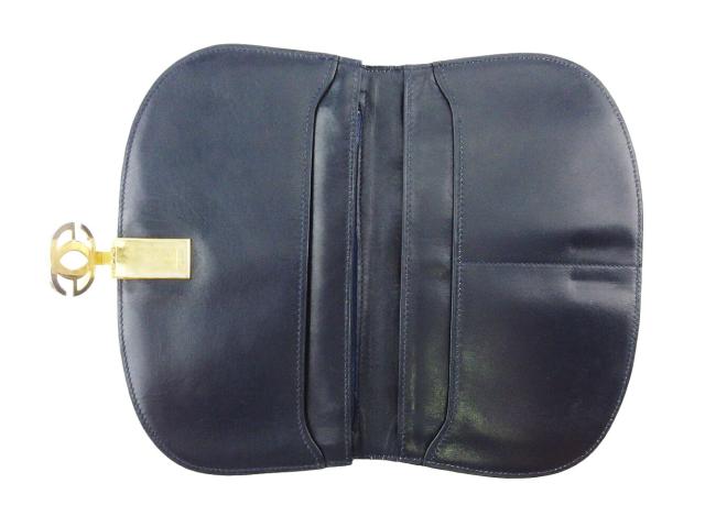 【GWタイムセール】グッチ GUCCI 長財布マイクロGG オールドグッチ ダブルG ネイビー ゴールド レディース 中古_4