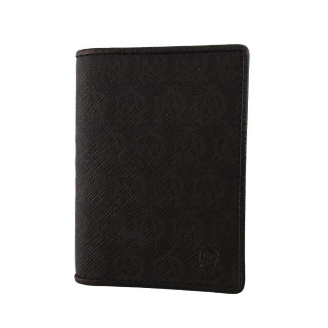 【BIGお買い物ラリー★30%OFFセール中】ダンヒル Dunhill カードケースウィンザー ADマーク ブラウン ブラック レディース 中古