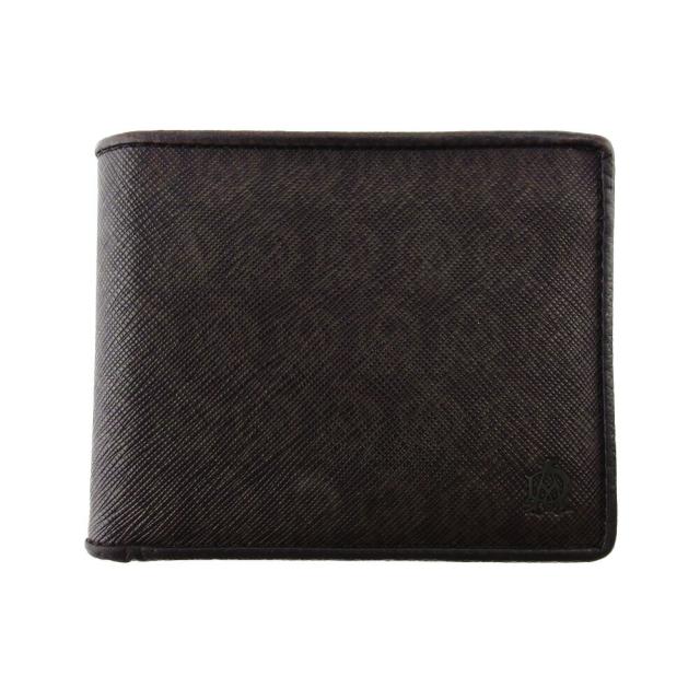 【BIGお買い物ラリー★30%OFFセール中】ダンヒル Dunhill 二つ折り財布ウィンザー ADマーク ブラウン ブラック レディース 中古