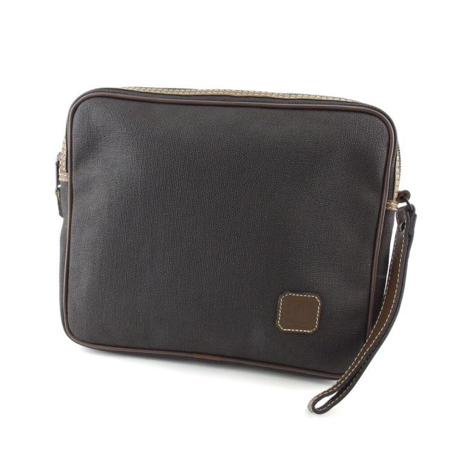 【BIGお買い物ラリー★30%OFFセール中】ダンヒル Dunhill クラッチバッグヘリンボーン グレー 灰色 ブラック ブラウン レディース 中古