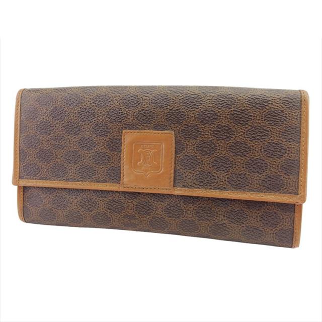 【BIGお買い物ラリー★30%OFFセール中】セリーヌ CELINE 長財布マカダム ブラウン ベージュ レディース 中古