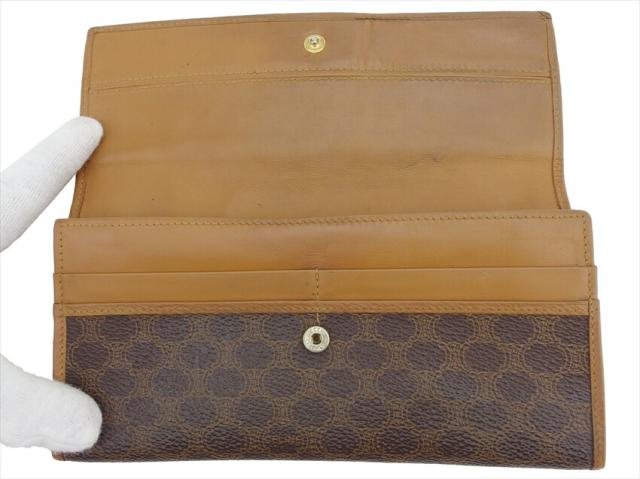 【30％OFF★週末タイムSALE】セリーヌ CELINE 長財布マカダム ブラウン ベージュ レディース 中古_4