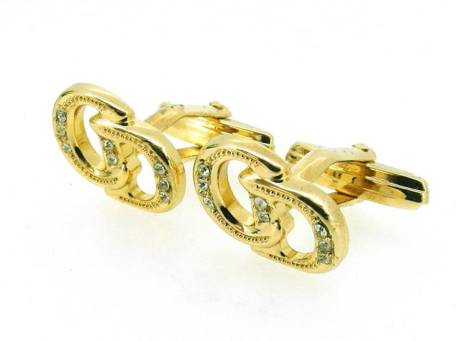 ディオール Dior カフス CDマーク ラインストーン付き スウィヴル式