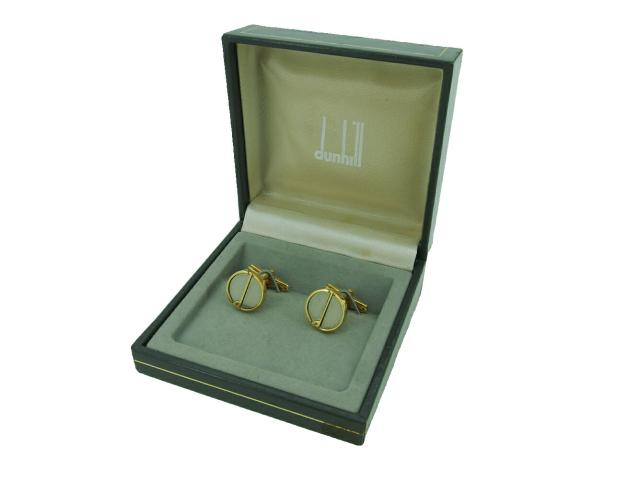 【30％OFF★週末タイムセール】ダンヒル Dunhill カフスdマーク スウィヴル式 ゴールド シルバー レディース 中古_7
