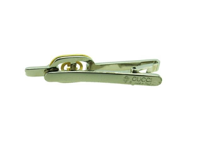 【30％OFF★週末タイムセール】グッチ GUCCI タイピンダブルG インターロッキングG シルバー ゴールド レディース 中古_1