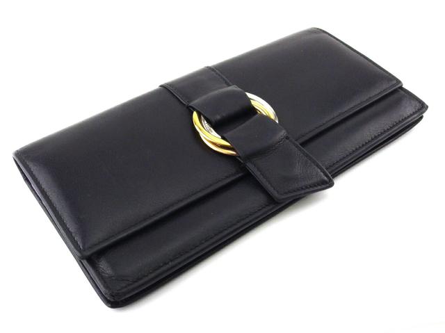 【GWタイムセール】カルティエ CARTIER 長財布トリニティ ブラック ゴールド シルバー レディース 中古_3