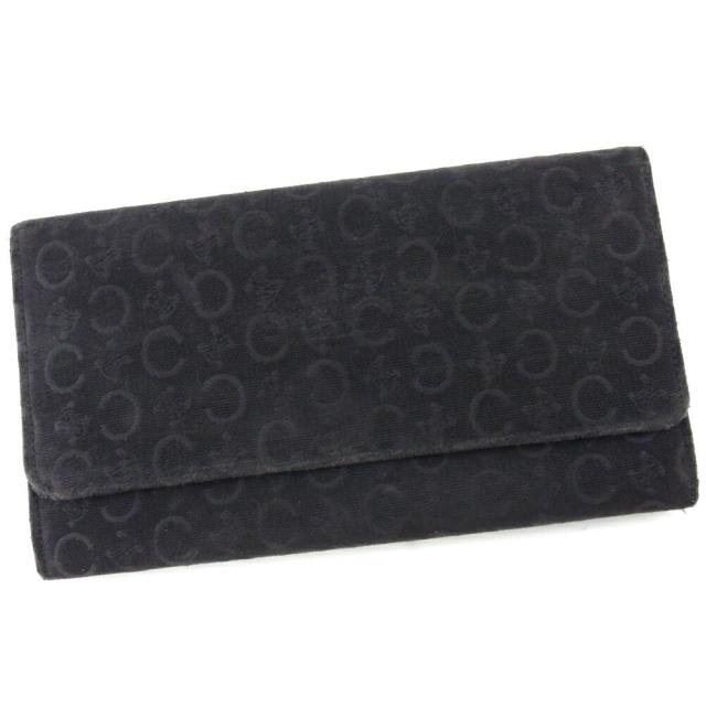【BIGお買い物ラリー★30%OFFセール中】セリーヌ CELINE 長財布Cマカダム ブラック シルバー レディース 中古