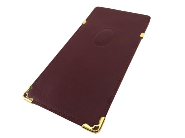 【30％OFF★週末タイムセール】カルティエ CARTIER メガネケースマストライン ボルドー ゴールド レディース 中古_3