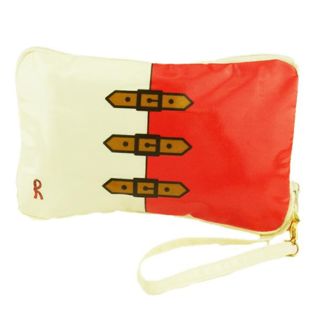 【BIGお買い物ラリー★30%OFFセール中】ロベルタ・ディ・カメリーノ Roberta di Camerino ポーチRマーク ホワイト 白 レッド ベージュ系 レディース 中古