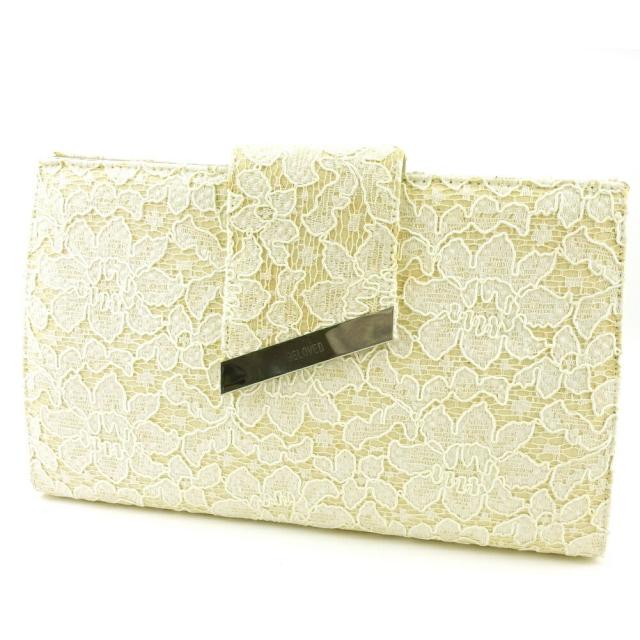 【BIGお買い物ラリー★30%OFFセール中】クラッチバッグレース ベージュ ホワイト 白 シルバー レディース 中古