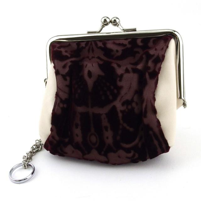 【BIGお買い物ラリー★30%OFFセール中】ポーチベロアレース ボルドー ベージュ シルバー レディース 中古