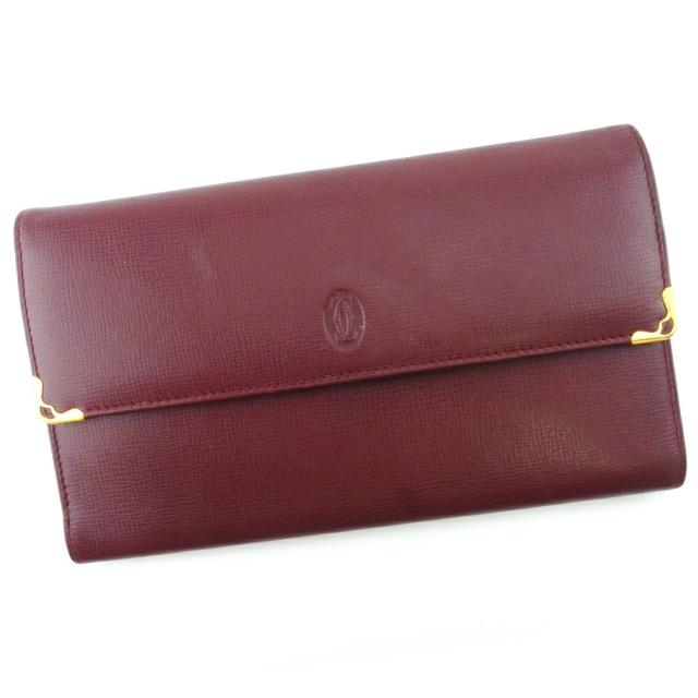 【BIGお買い物ラリー★30%OFFセール中】カルティエ CARTIER 長財布マストライン ボルドー ゴールド レディース 中古