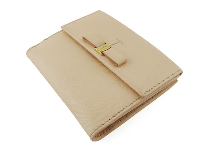 サルヴァトーレフェラガモ Salvatore Ferragamo 二つ折り財布ヴァラリボン ピンク ゴールド レディース 中古_3