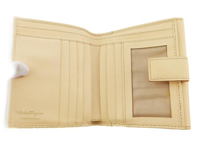 サルヴァトーレフェラガモ Salvatore Ferragamo 二つ折り財布ヴァラリボン ピンク ゴールド レディース 中古_5