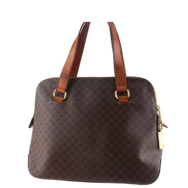 【X'masセール★30%OFF】セリーヌ CELINE トートバッグマカダム ブラウン ベージュ ゴールド レディース 中古